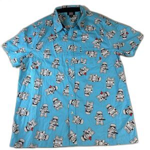 WT Disney Parks Star Wars Men’s Shirt Sz M Stormtrooper Button Front Camp Shirt